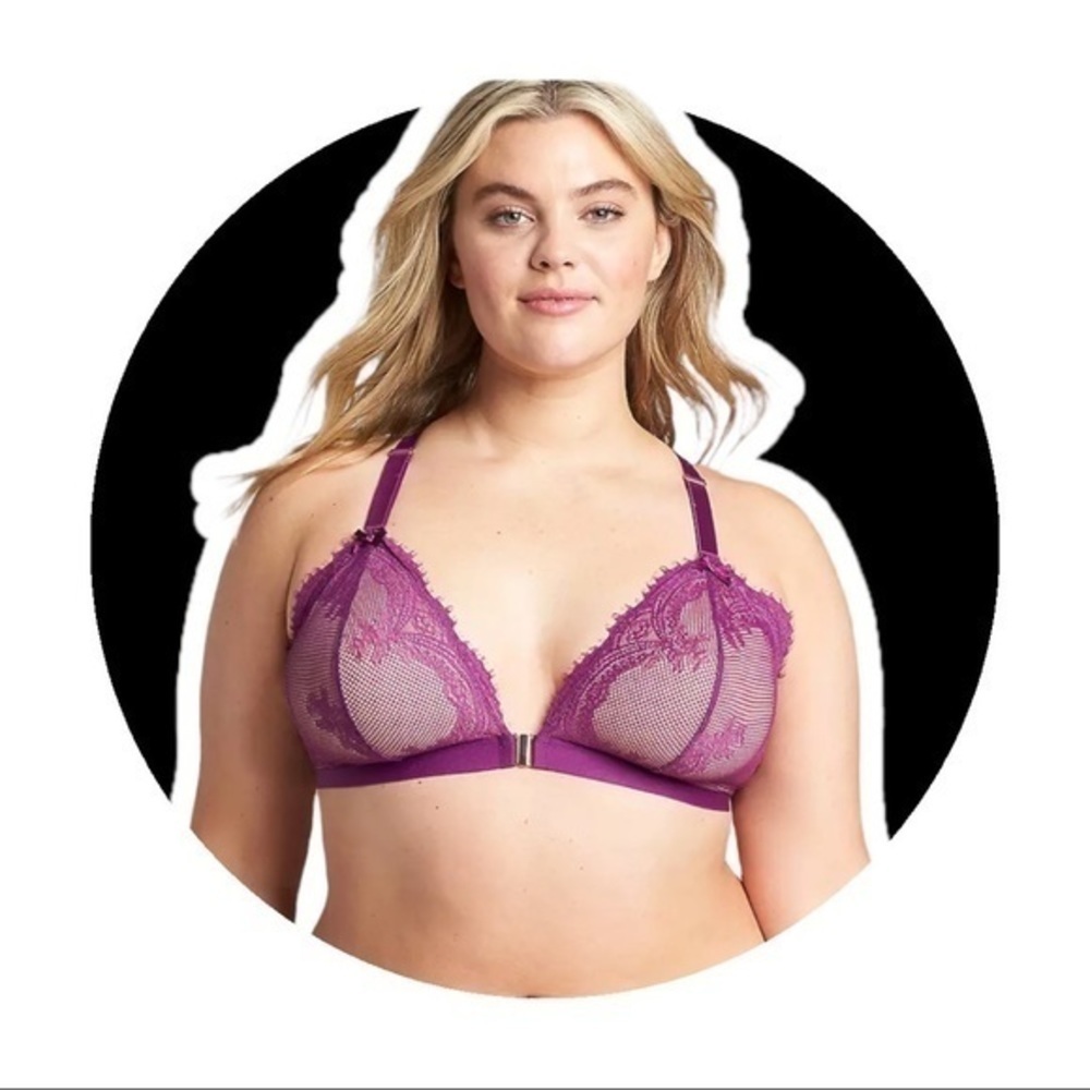 Lane Bryant Lace Triangle Front-Close Unlined No-Wire Bra - Picture 2 of 7